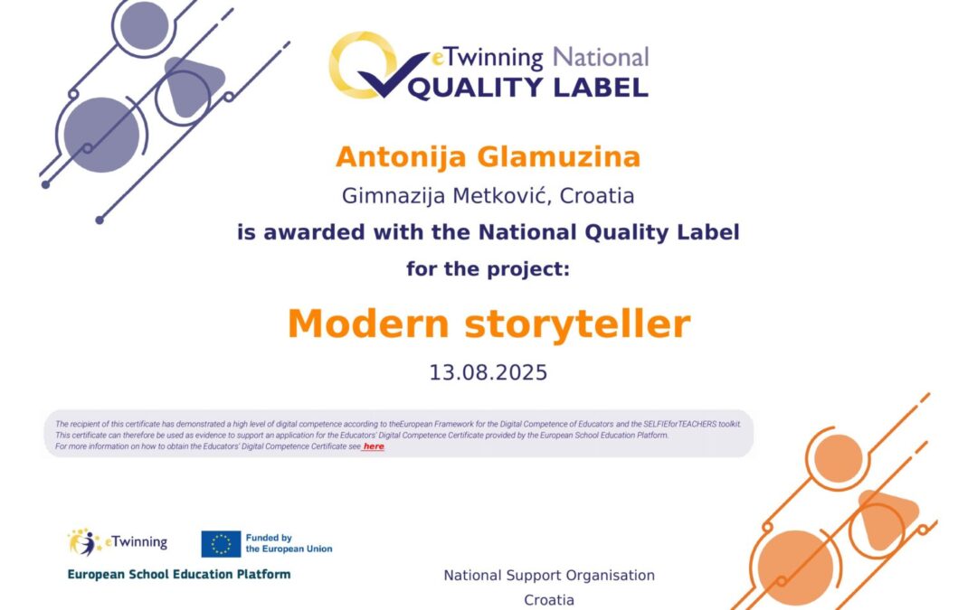 Nacionalna oznaka kvalitete za projekt „Modern storyteller“