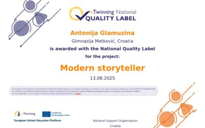 Nacionalna oznaka kvalitete za projekt „Modern storyteller“