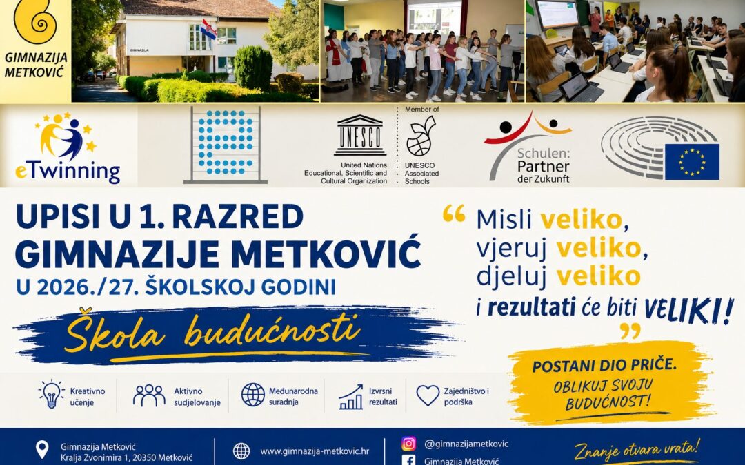 Natječaj za upis učenika u I. razred šk.god. 2026./2027.